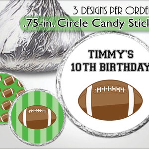 Fußball Kuss Aufkleber, Sport Geburtstag Süßigkeiten Gastgeschenke, Babypartygeschenke, Benutzerdefinierte Kussetiketten, Super Bowl Party, Grün, Braun, Personalisiert