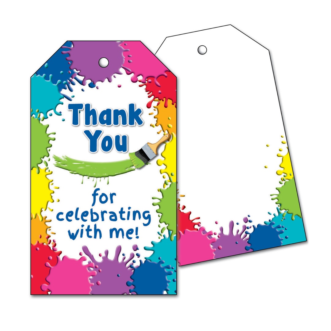 Art Party Favor Tags Opt. Clear Favor Bags Painting Birthday Thank You
