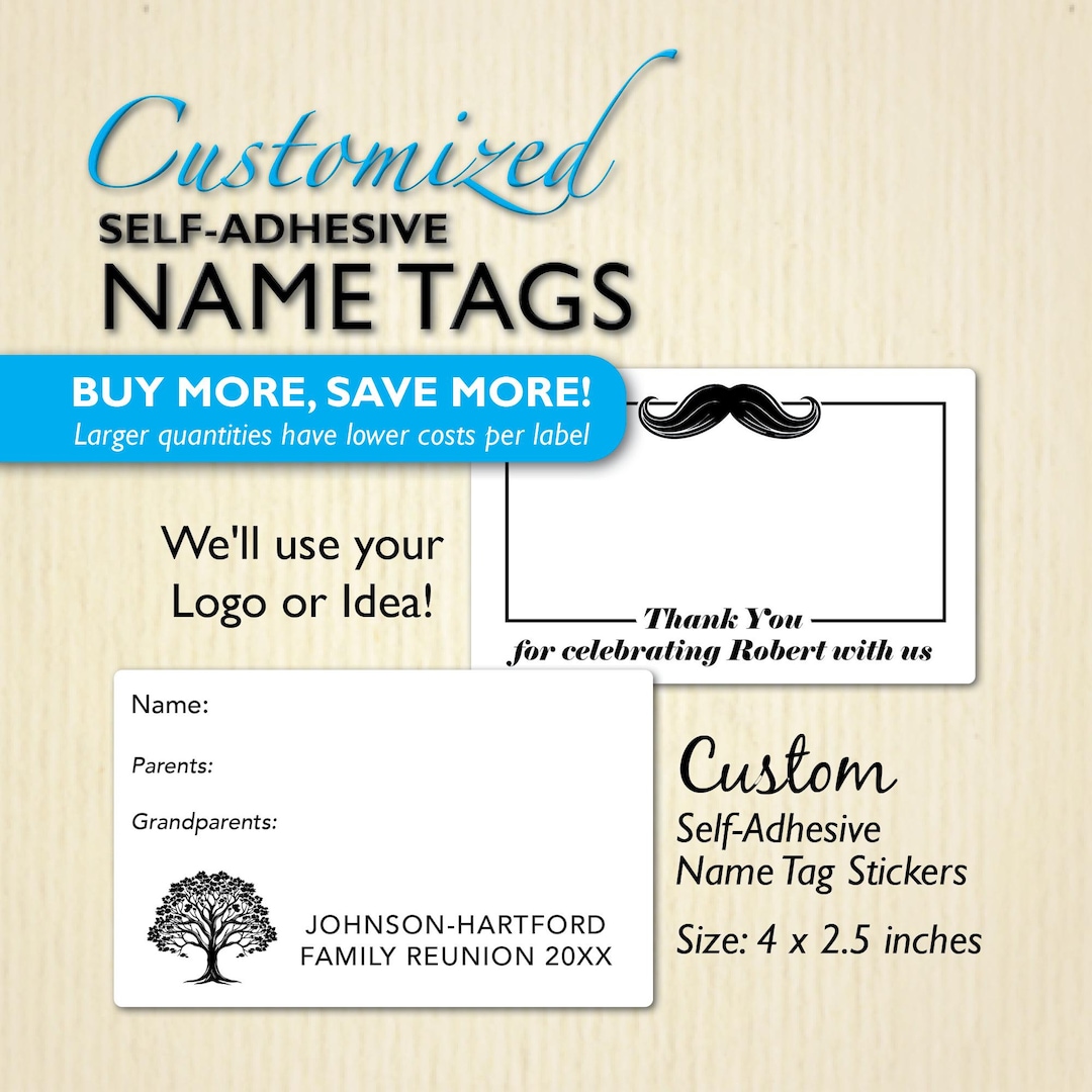 Custom Printed Name Tag Stickers, Personalized Name Labels for Events ...