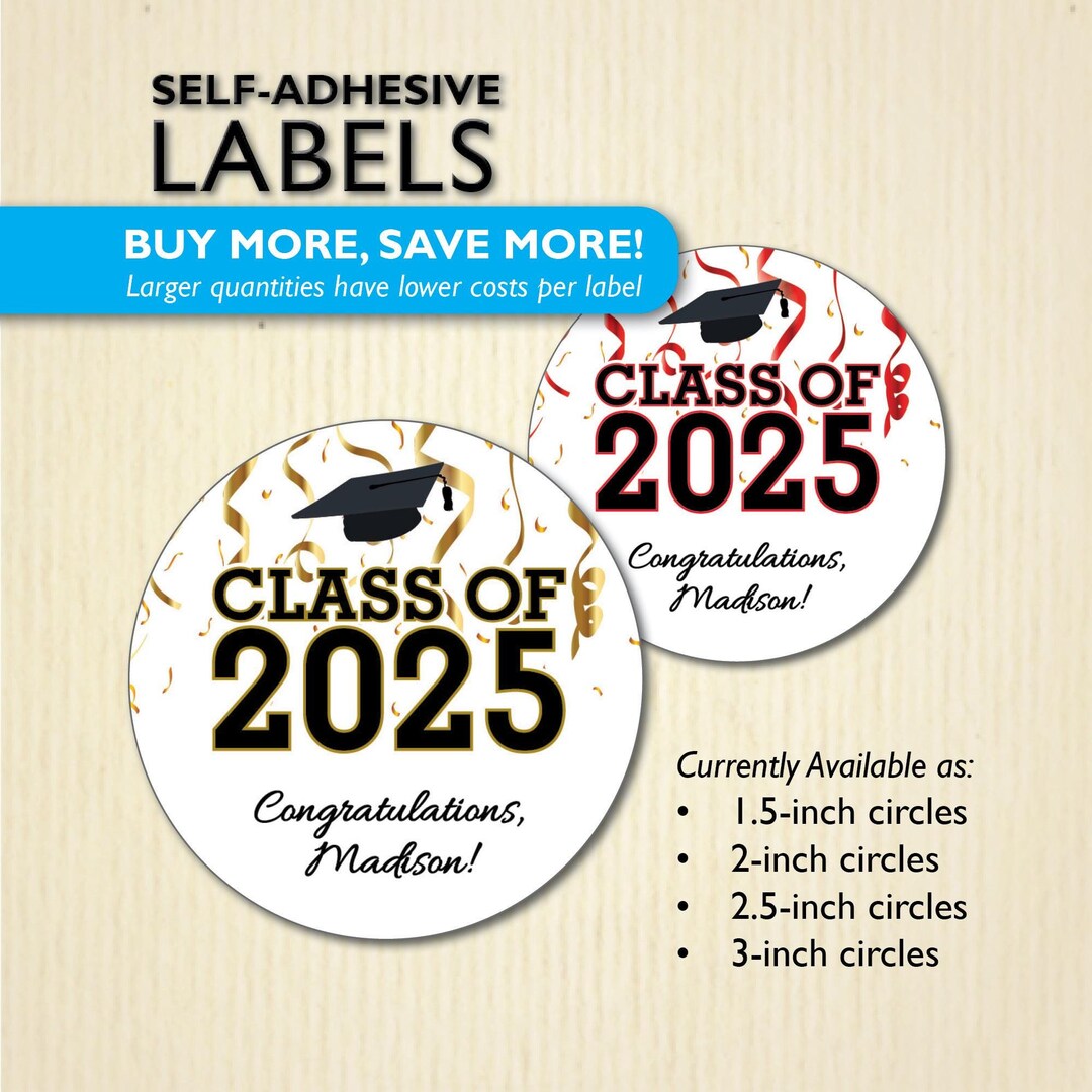 Customized Class of 2025 Stickers, Confetti Graduation Party Thank You ...
