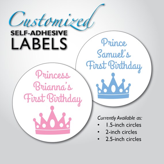 24 x Baby Shower Prince or Princess Gender Reveal Personalised Stickers Labels 