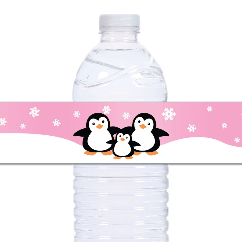 Waterproof Water Bottle Labels Penguin Baby Shower Penguins - Etsy