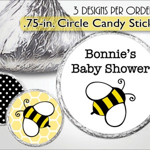Sticker hommel kus, kuslabels babyshower, snoepbuffet, snoepstickers eerste verjaardag, bij 1e, hommelfeest, honingraat, geel