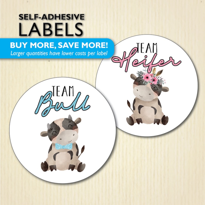 Cow Gender Reveal Party Stickers Heifer or Bull Farm Baby Etsy