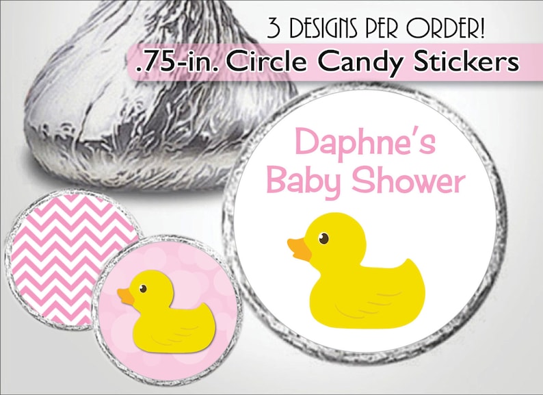 First Birthday Sticker 216+ Pink Rubber Ducky Kiss Stickers for Duck Party Favors Girl Baby Shower Kiss Label Candy Buffet 1st Birthday