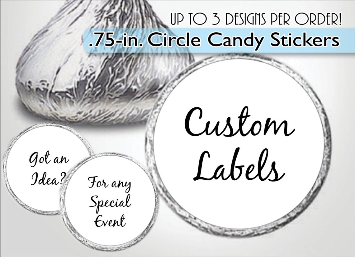 CUSTOM Kiss Stickers Candy Label Wedding Baby Shower - Etsy