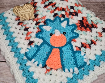 Crochet Baby Blanket Boy or Girl Baby Blanket Dinosaur Baby Blanket Baby Shower gift Security lovey Blanket for Car seat Stroller