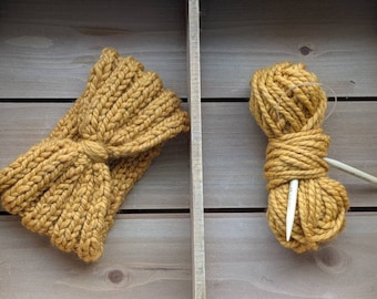 Warm Knitted Headband, Chunky Knit Headband, Handknit Earwarmer, Mustard Headband, Fall, Manitoba Made, Etsy Canada BUCKINGHAM HEADBAND