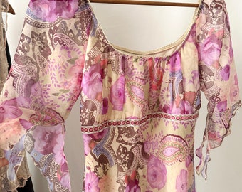 Vintage Y2K My Michelle Fluttery Floral Boho Midi Dress- New w/tags