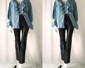 VINTAGE 1990s NEXT ERA Lace Up Denim Ruffled Oversized Top