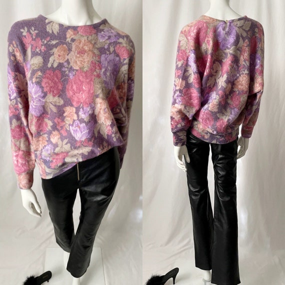 Vintage 90s Pastel Floral Wool Sweater - image 1