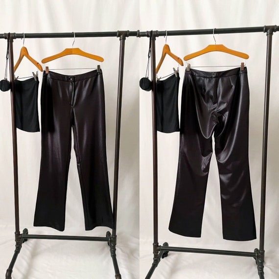 Vintage 90s Wet Look Faux Leather Pants - image 2