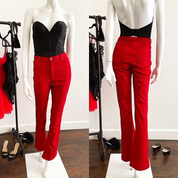 Vintage 90s Y2K Red Shimmery Pants - image 1