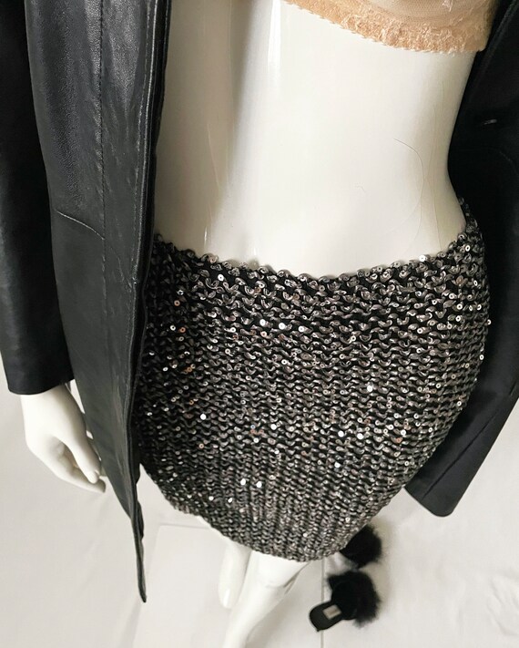 Vintage Knit Sequined Bodycon Skirt - image 2