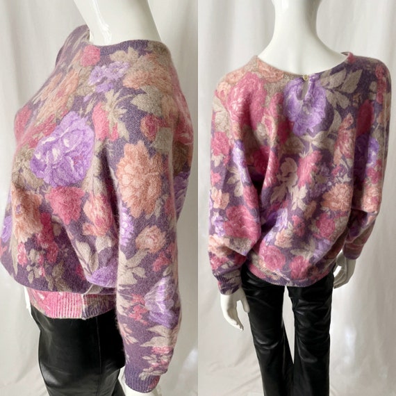 Vintage 90s Pastel Floral Wool Sweater - image 3