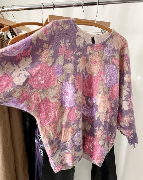 Vintage 90s Pastel Floral Wool Sweater - image 2