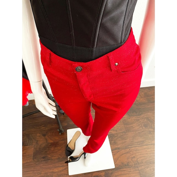 Vintage 90s Y2K Red Shimmery Pants - image 2