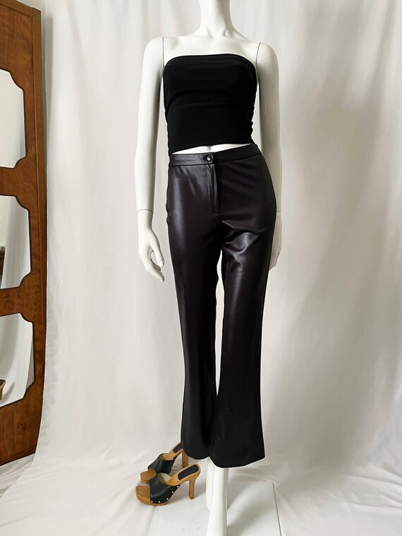 Vintage 90s Wet Look Faux Leather Pants - image 3