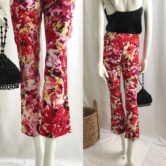 MOSCHINO Floral Mid Waist Ankle Pants