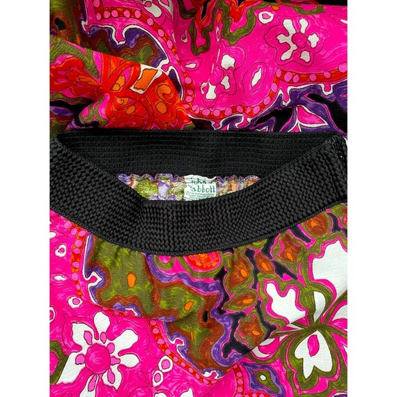 70s Vintage Psychedelic Floral A-line Maxi Skirt - image 3