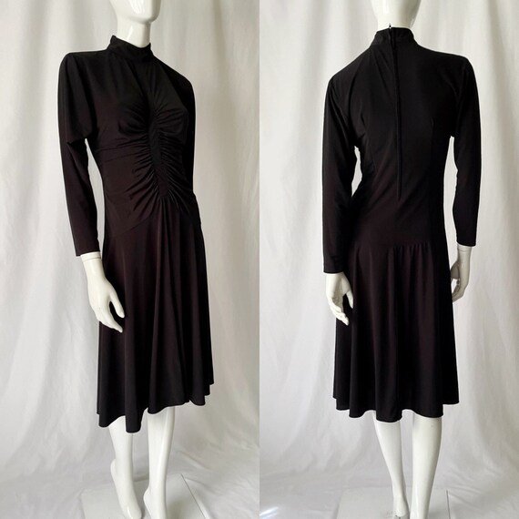 70s Vintage Ruched Midi Dress - image 3