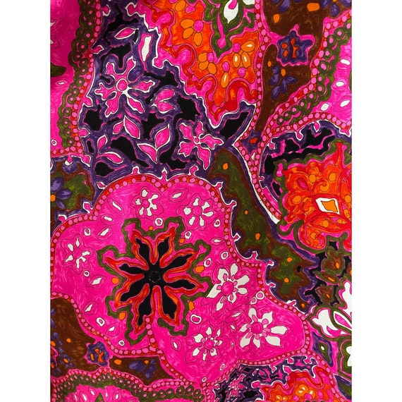 70s Vintage Psychedelic Floral A-line Maxi Skirt - image 6