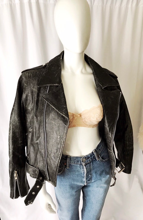 VINTAGE Rare 1990s Calvin Klein Distressed Leather