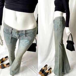 Vintage Y2K Frankie B Low Rise Wide Leg Flared Jeans 