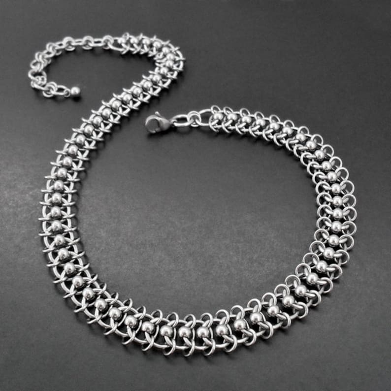 Chainmaille Stainless Steel Centipede Chain Choker Collar Necklace