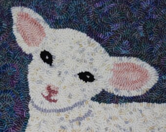 Lolly Lamb Rug Hooking Kit: Hand-Dyed Wool, Beginner Friendly