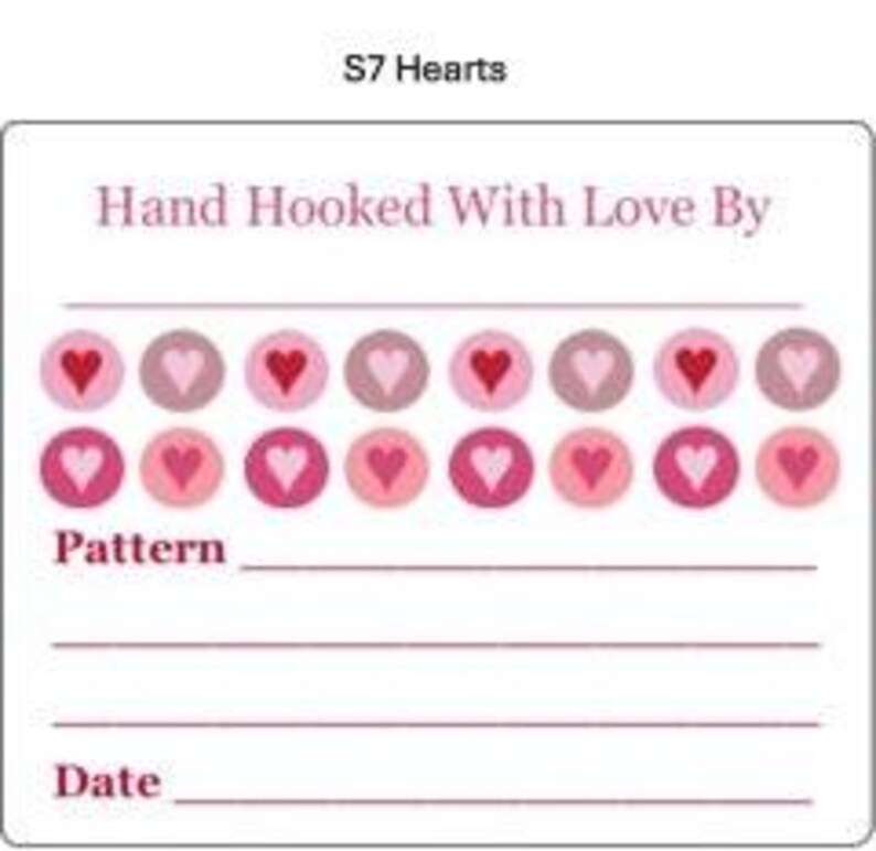 Hooked Rug Label Choose From 17 Different Designs of Rug Labels Tag 3 1/3