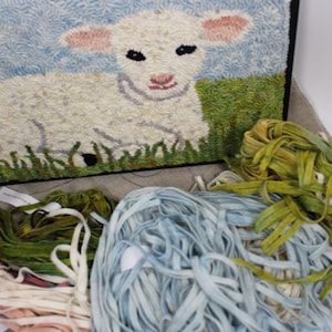 Lucy. Pre-Cut Rug Hooking Kit  17.5&quot;x10.5&quot; Custom Hand Dyed Wool and Hand Drawn Original Pattern Beginner Friendly