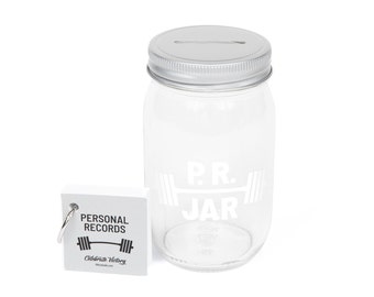 PR Jar® for Personal Records, Weightlifting, Powerlifting, Crossfit (White)