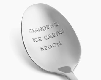 Grandpa's / Grandma's Ice Cream Spoon • Abuelo's / Abuela's Ice Cream Spoon • Hand-stamped Spoon • Grandparent gift