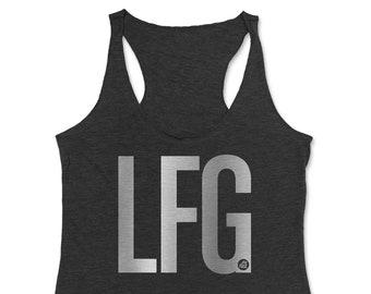 LFG (Let's F*cking Go) with tiny FitFizz logo | black heather tank