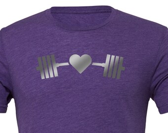 Barbell T-Shirt with Heart • Love Weightlifting Gym Shirt • T-shirt for Powerlifters • Crossfit Tee