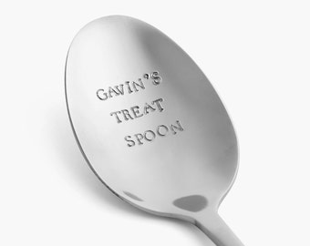Personalized Stainless Steel Treat Spoon • Hand-stamped custom gift