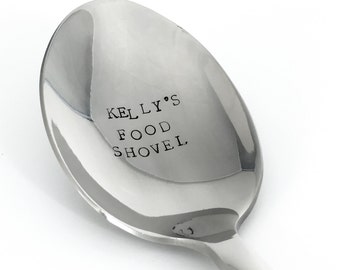 Food Shovel • Custom Spoon with Name or Message • Personalized Spoon • Stamped Spoon • Birthday Gift • Gift Under 20 • Modern Foodie Gift