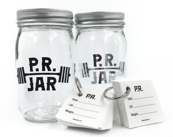 PR Jar for Weightlifting Personal Records • Personal Record Gratitude Jar for Powerlifting, Crossfit, Strongman or Gym Records