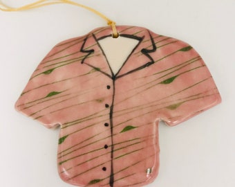 Pink with green lines Hawaiian shirt ornament