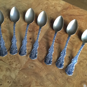 Sterling Signed Set of 7 Demitasse Spoons Gold Washed Bowls