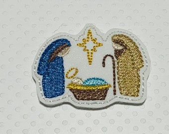 Nativity feltie, Jesus feltie, manger feltie, vinyl feltie, set of 4