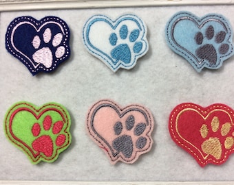 Heart Paw Print Feltie 6 colors  Always Precut