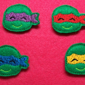 Turtle Feltie Ninjas Felties, Your Choice of 4 of one style