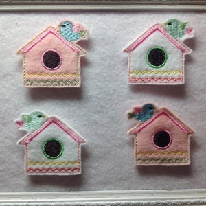 Birdhouse Feltie Two Color Choices set of 4 one color