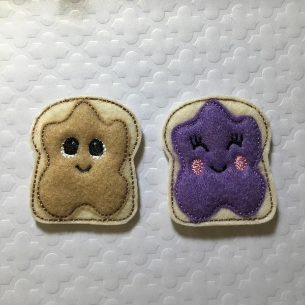 P B &J felties, peanut butter feltie, jelly feltie  set of 4 cut