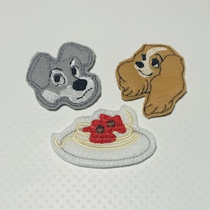 Cartoon dog felties, spaghetti feltie, girl dog, boy dog set of 4