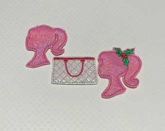 4 Barb felties, Christmas Barb feltie, silhouette feltie, purse feltie, handbag feltie, vinyl cut felties