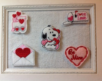 4 Valentine Feltie, Train,Dog,Envelope, Mailbox , Heart Feltie Your Choice