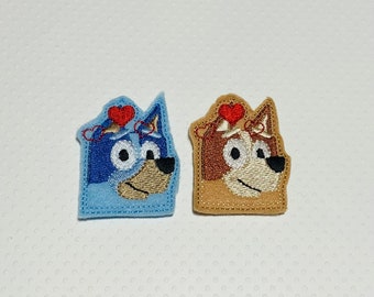 4 cartoon dog felties,  felty, cut feltie, valentine feltie, love feltie